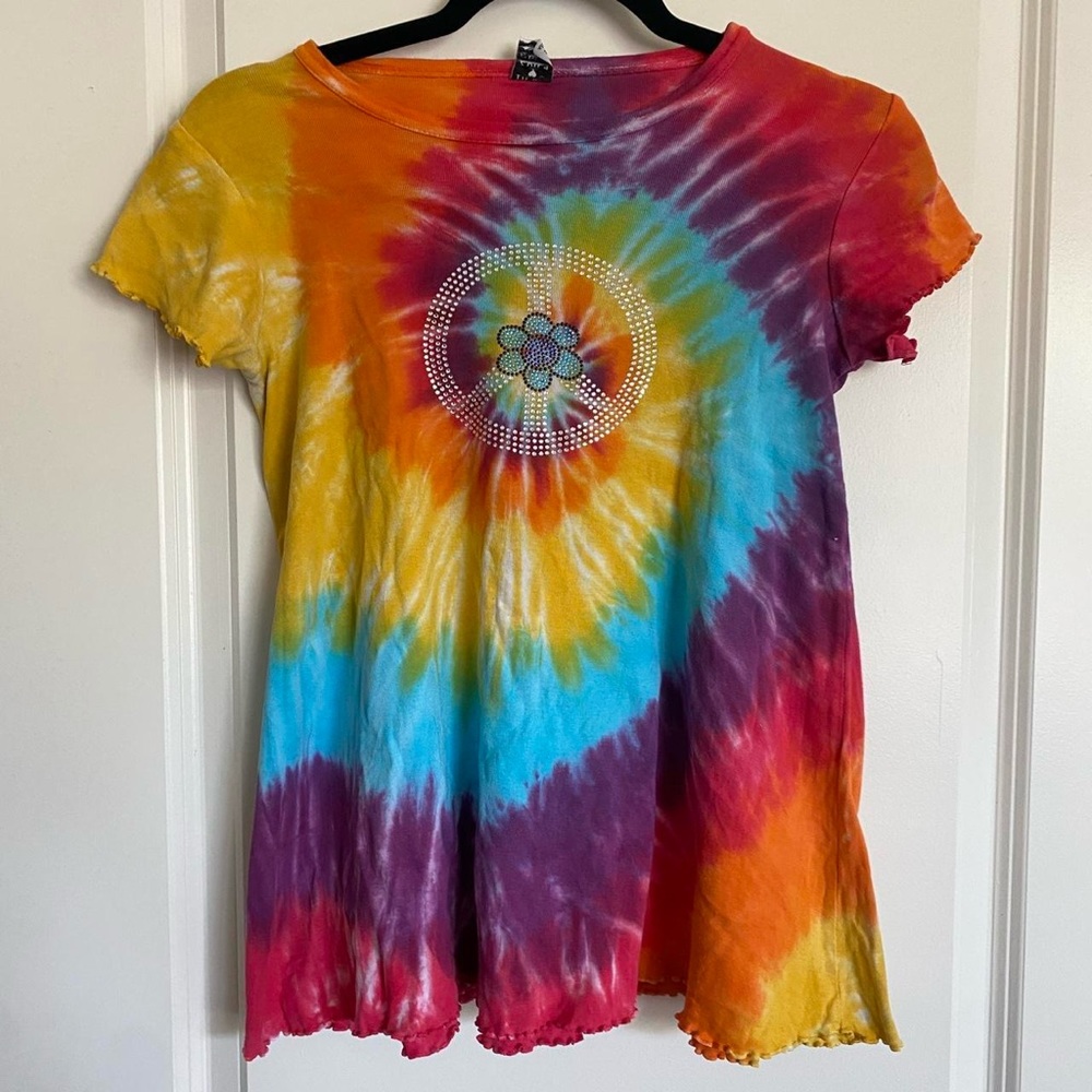 tie dye rhinestone tee